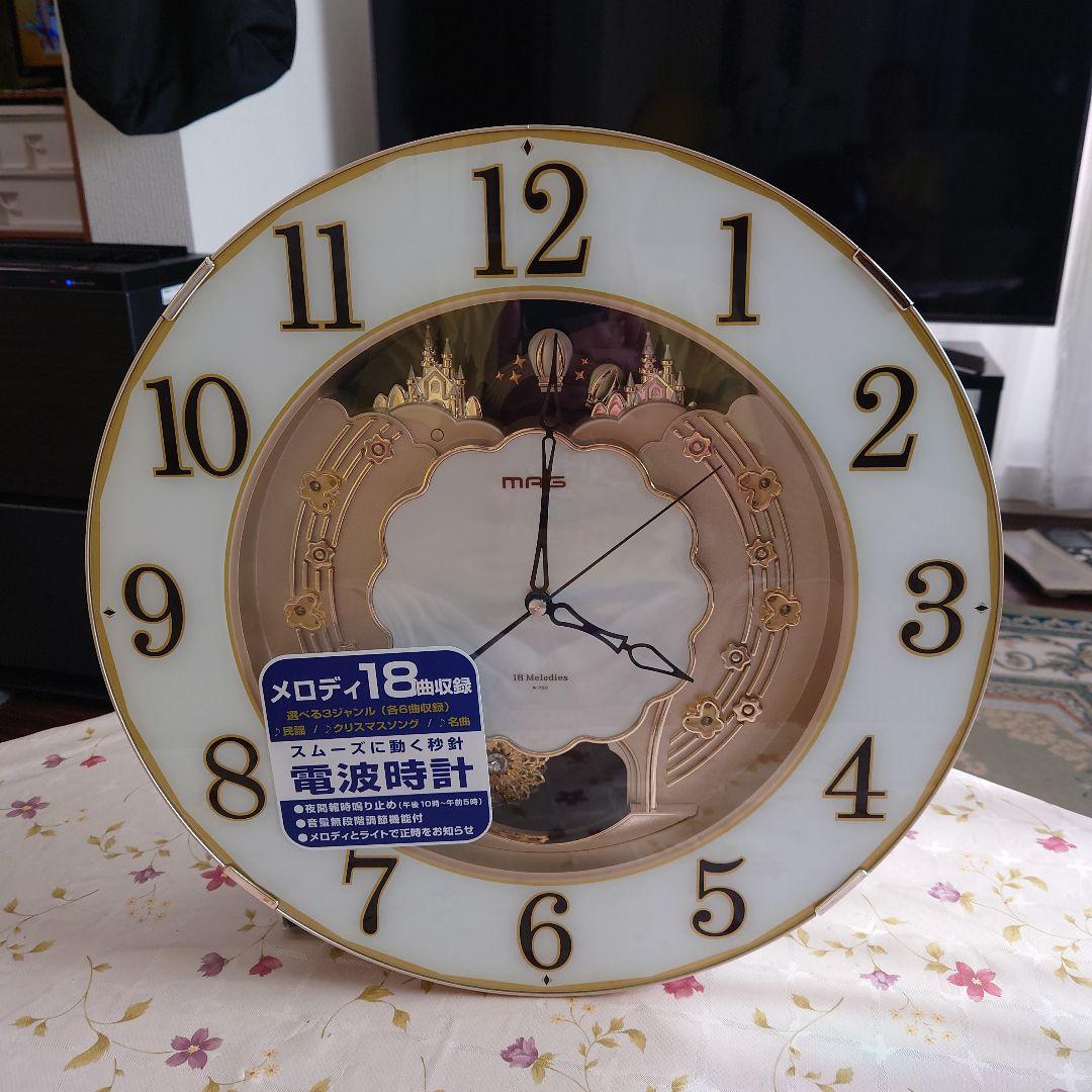 MＡG電波報時掛時計 W-726 CGMーＺホワイト/ゴールド