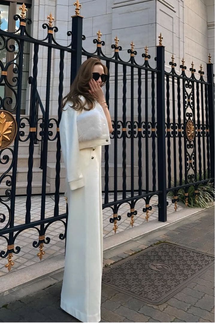 ESMOK suspender elegant pants パンツ ホワイト