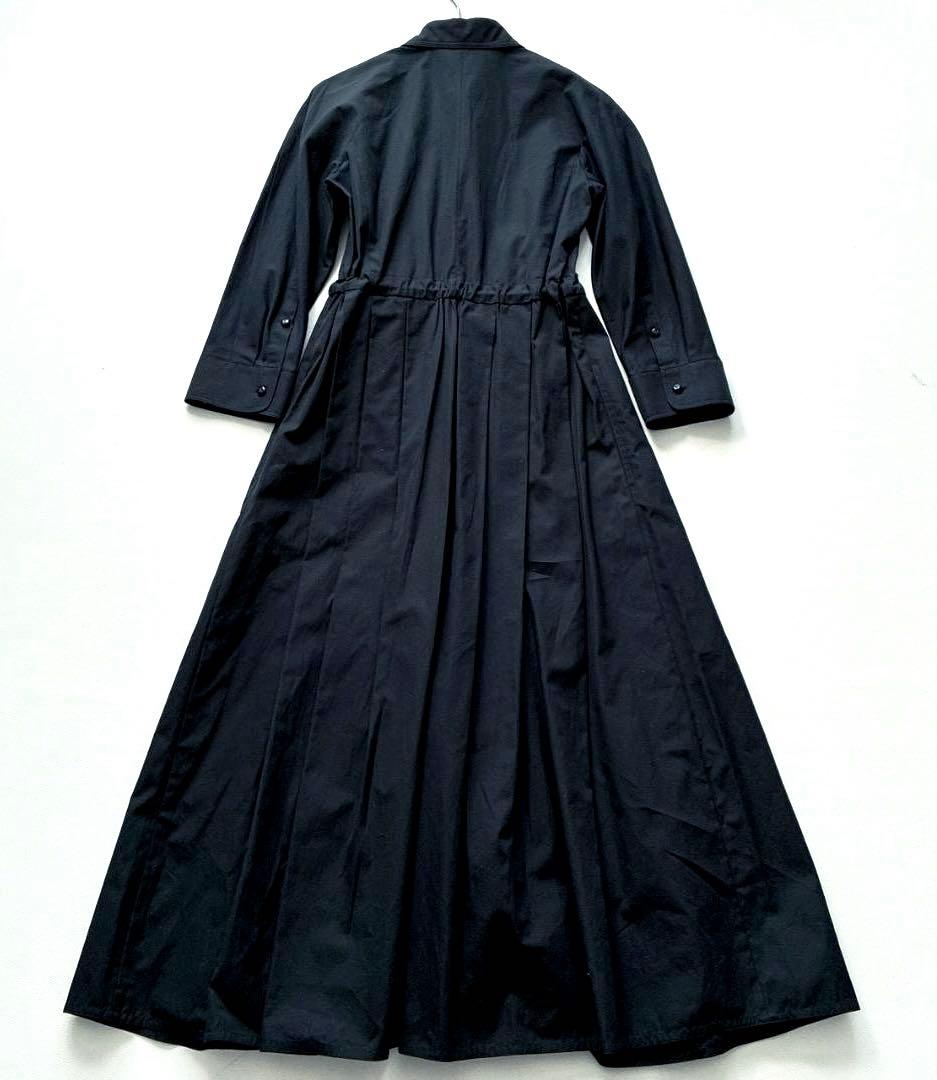 【美品】MaxMara　白タグ 現行 ウエストリボン シャツワンピース 濃紺