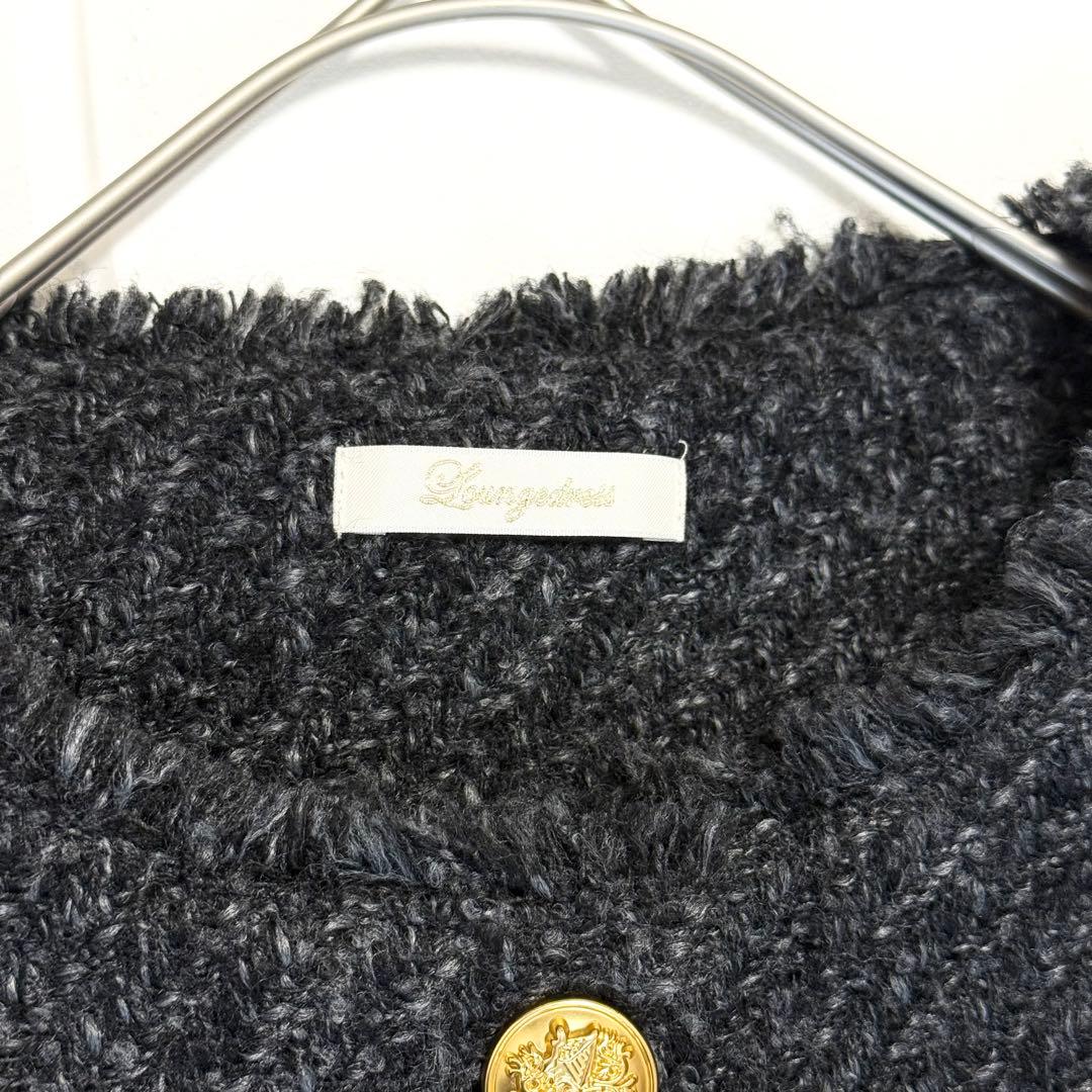 YU⭐︎⭐︎　ラウンジドレス　ノーカラーツイードジャケット　金ボタン