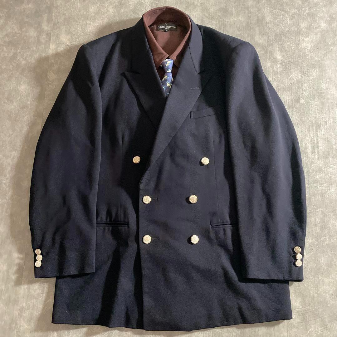 Vintage 極上ウール 濃紺 セットアップスーツ 上下×HERMESネクタイ