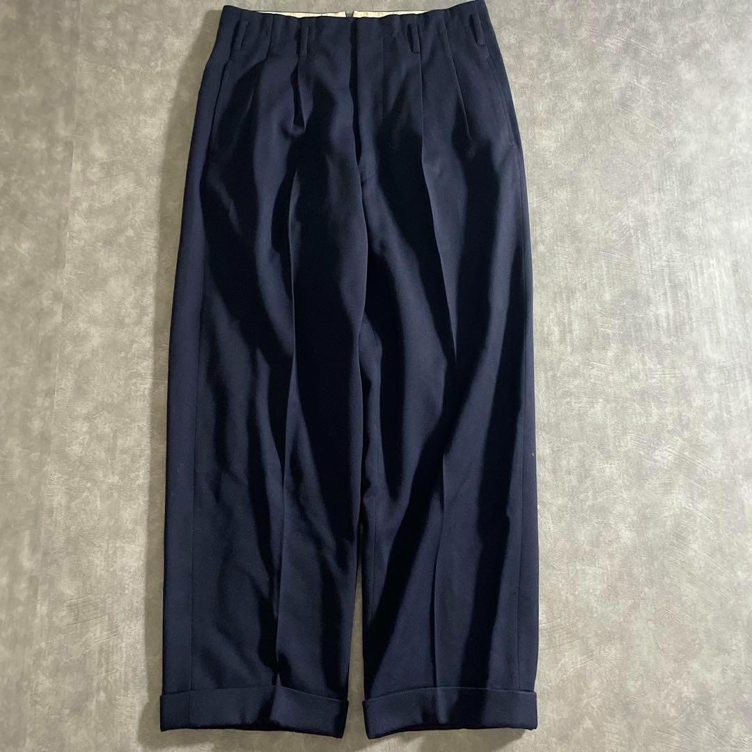 Vintage 極上ウール 濃紺 セットアップスーツ 上下×HERMESネクタイ