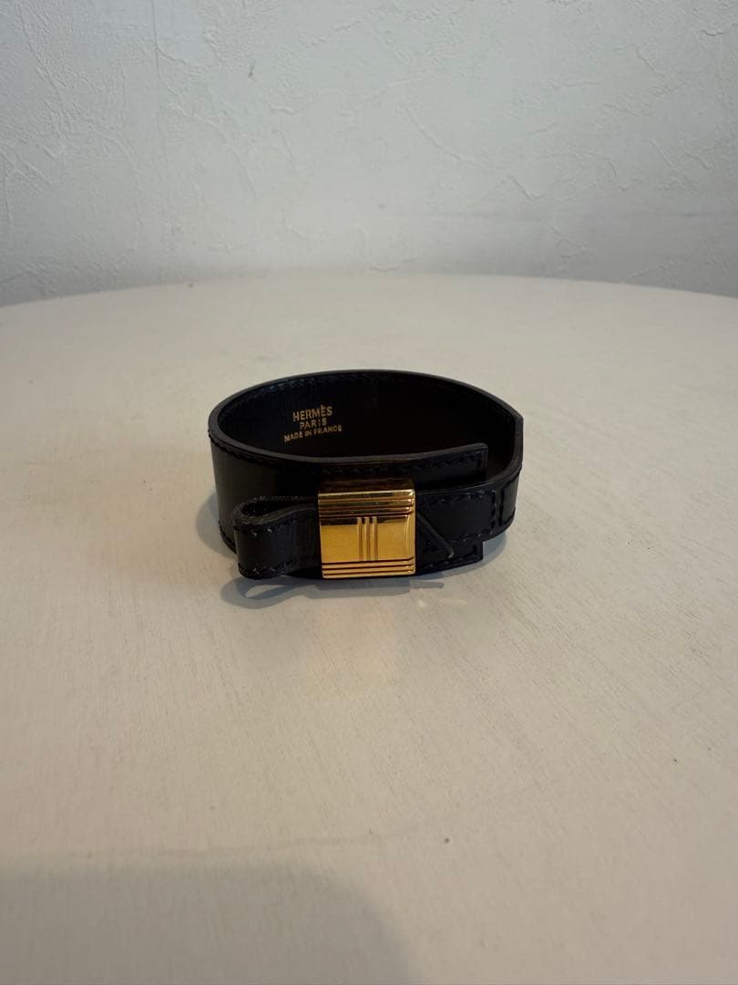 エルメス アルテミス カデナ アクセサリー ブレスレット レザー ブラック