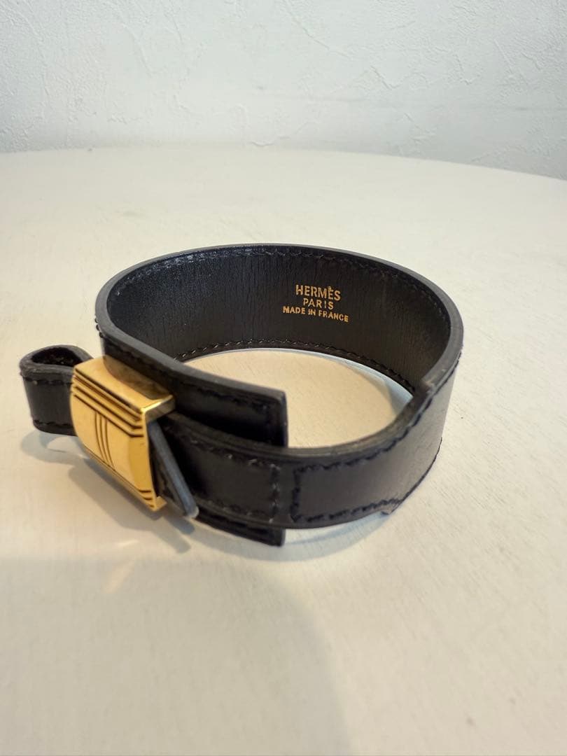 エルメス アルテミス カデナ アクセサリー ブレスレット レザー ブラック