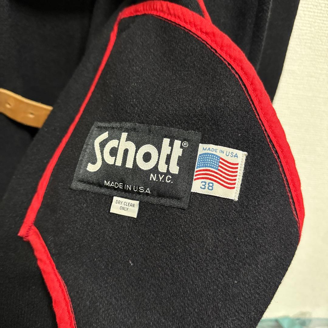 Schott ウール Pコート レザー バックル