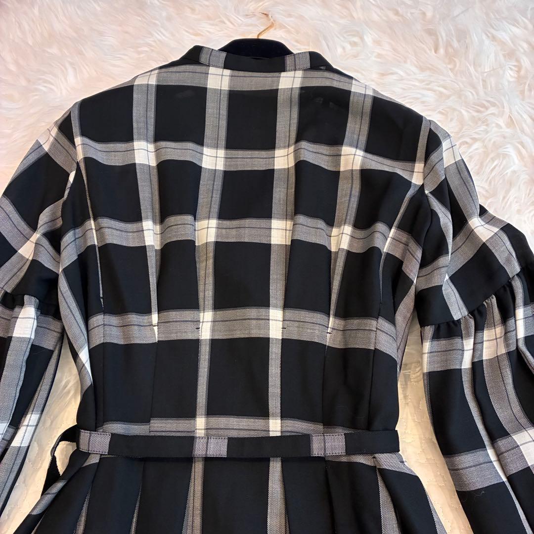 極美品♡ANAYI ウールボイルパフスリーブフレア　ワンピース チェック　38