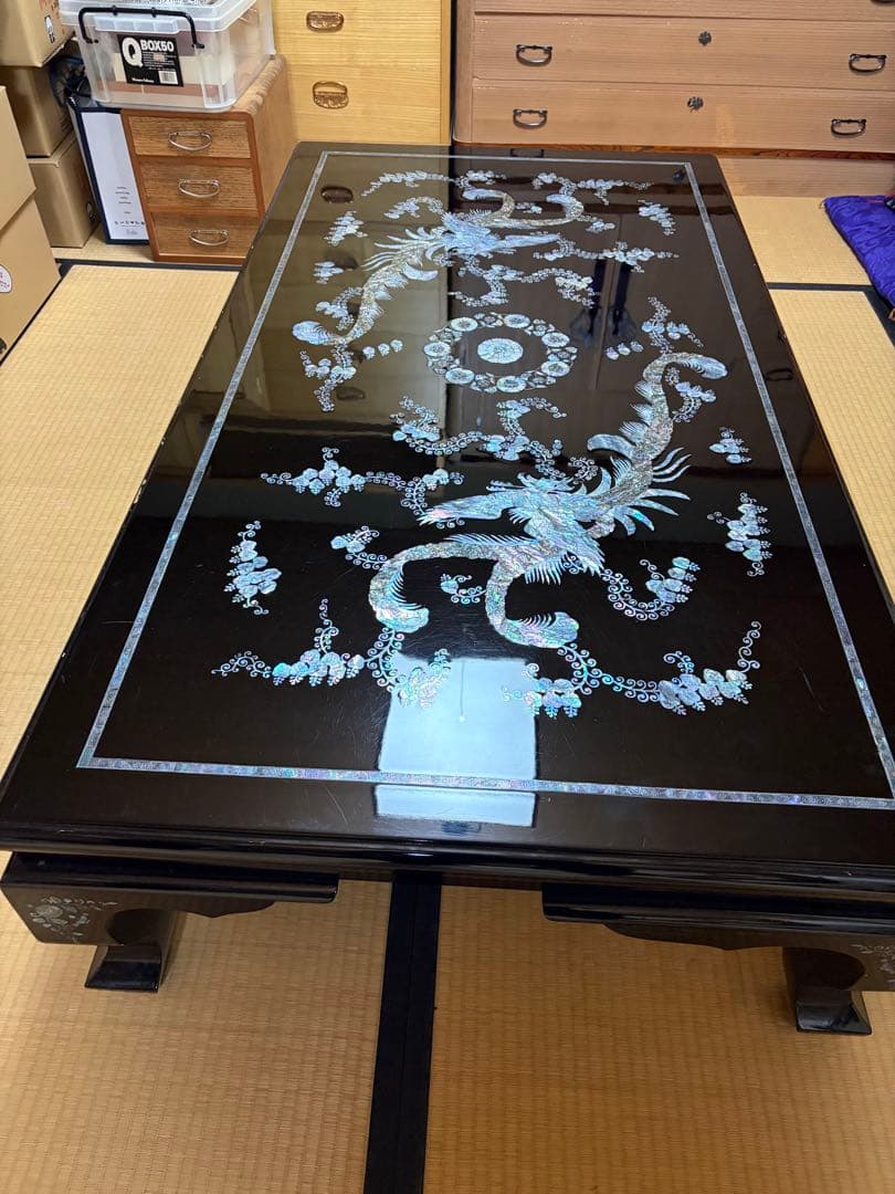 yoo　高級螺鈿細工テーブル　鳳凰