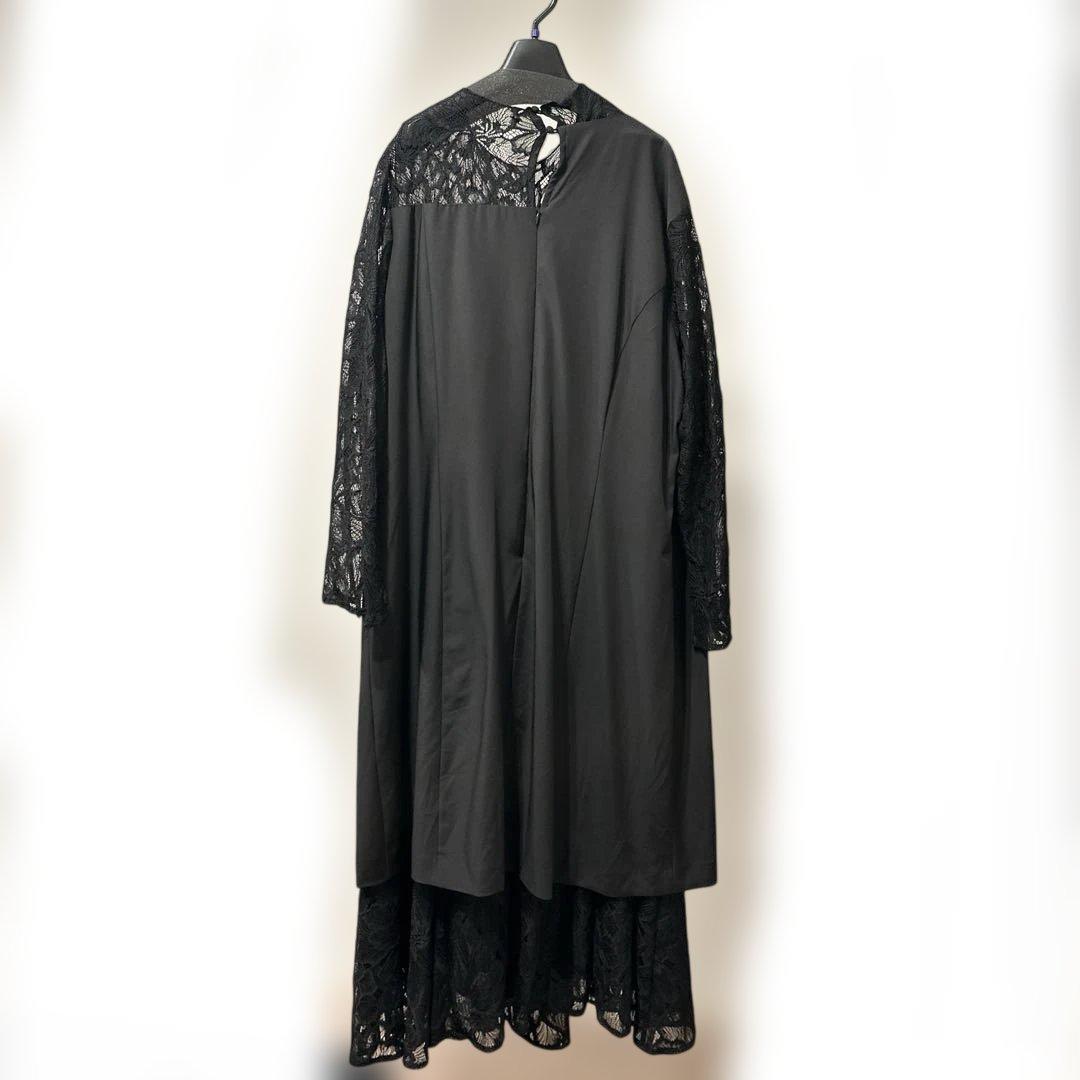 ジャケットドッキングデザインスタンドカラーレースワンピースドレスCallarus