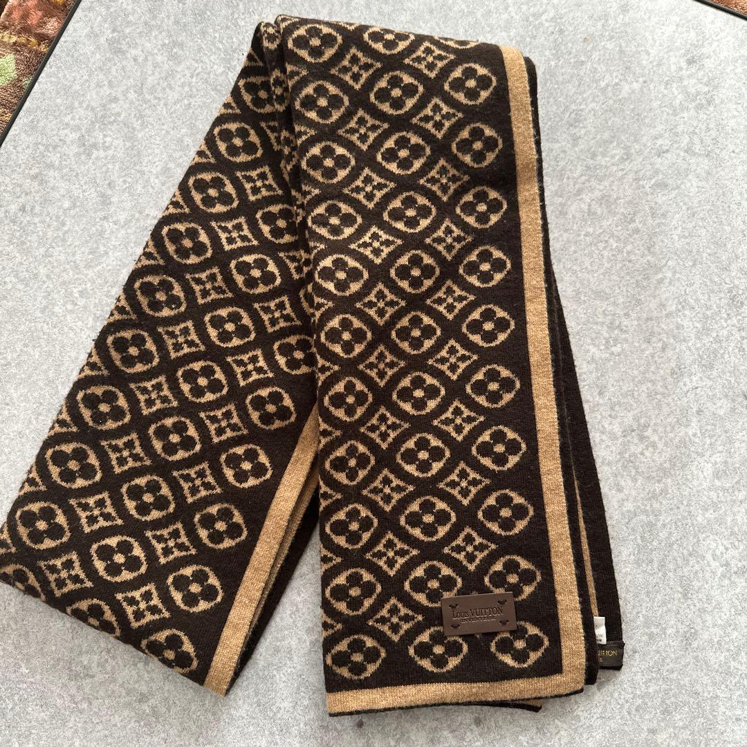 Louis Vuitton ルイヴィトン モノグラムマフラー カシミア100%
