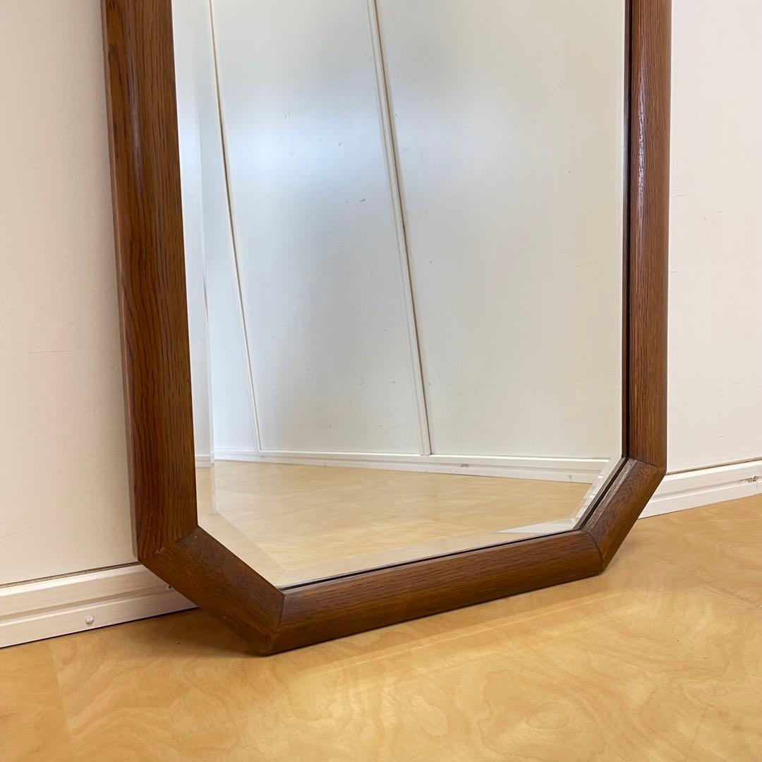 ビンテージ 8角ウォールミラー 木枠ミラー 鏡 壁掛け 立て掛け アンティーク