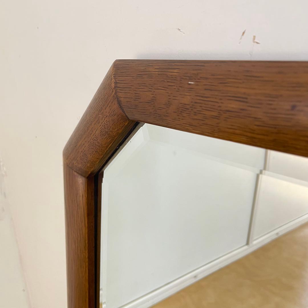 ビンテージ 8角ウォールミラー 木枠ミラー 鏡 壁掛け 立て掛け アンティーク