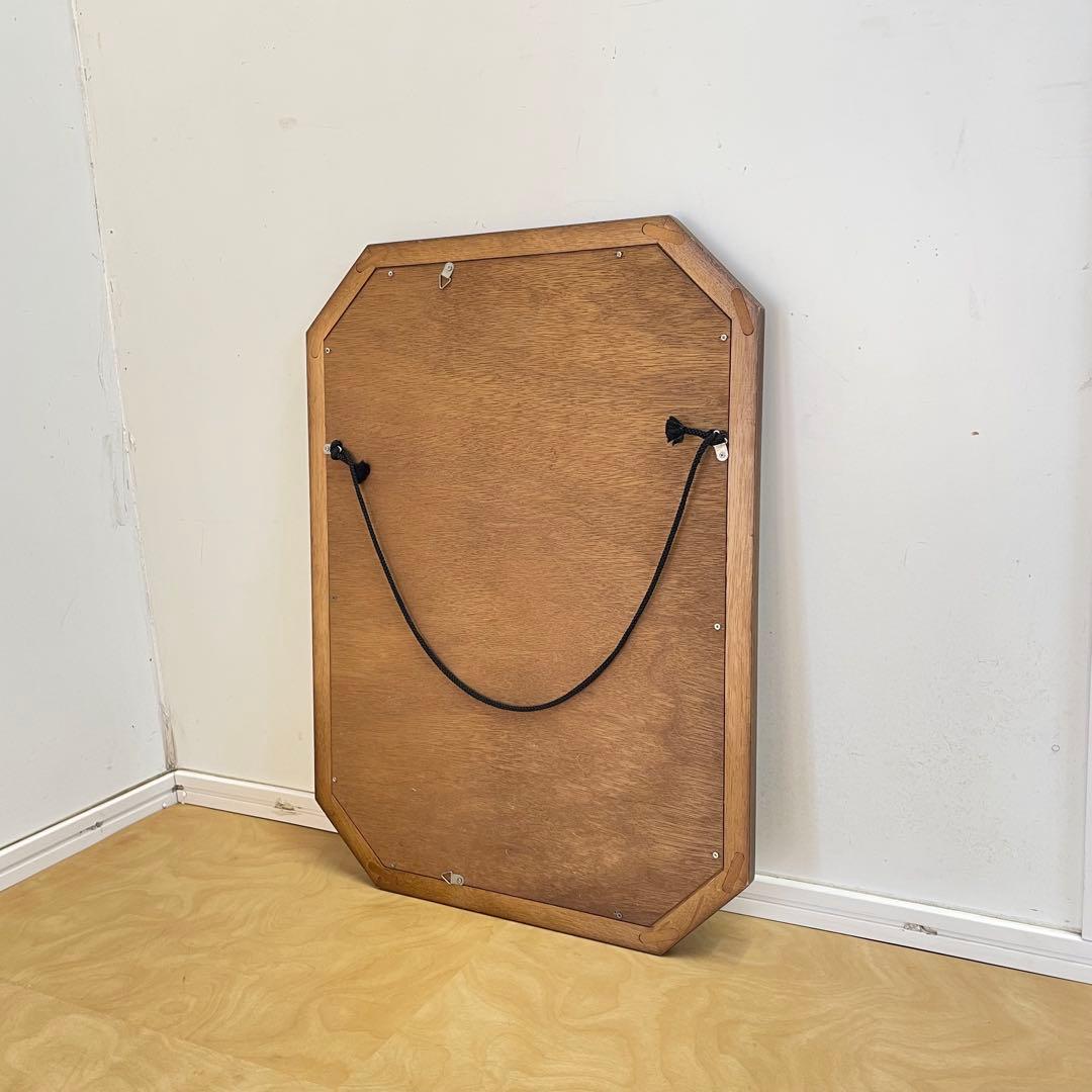 ビンテージ 8角ウォールミラー 木枠ミラー 鏡 壁掛け 立て掛け アンティーク