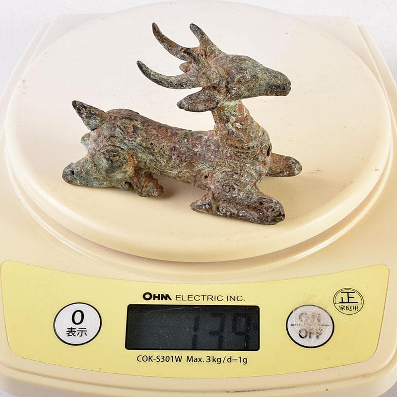 中国　古銅青銅　神獣　麒麟　紙鎮　置物　V　7950