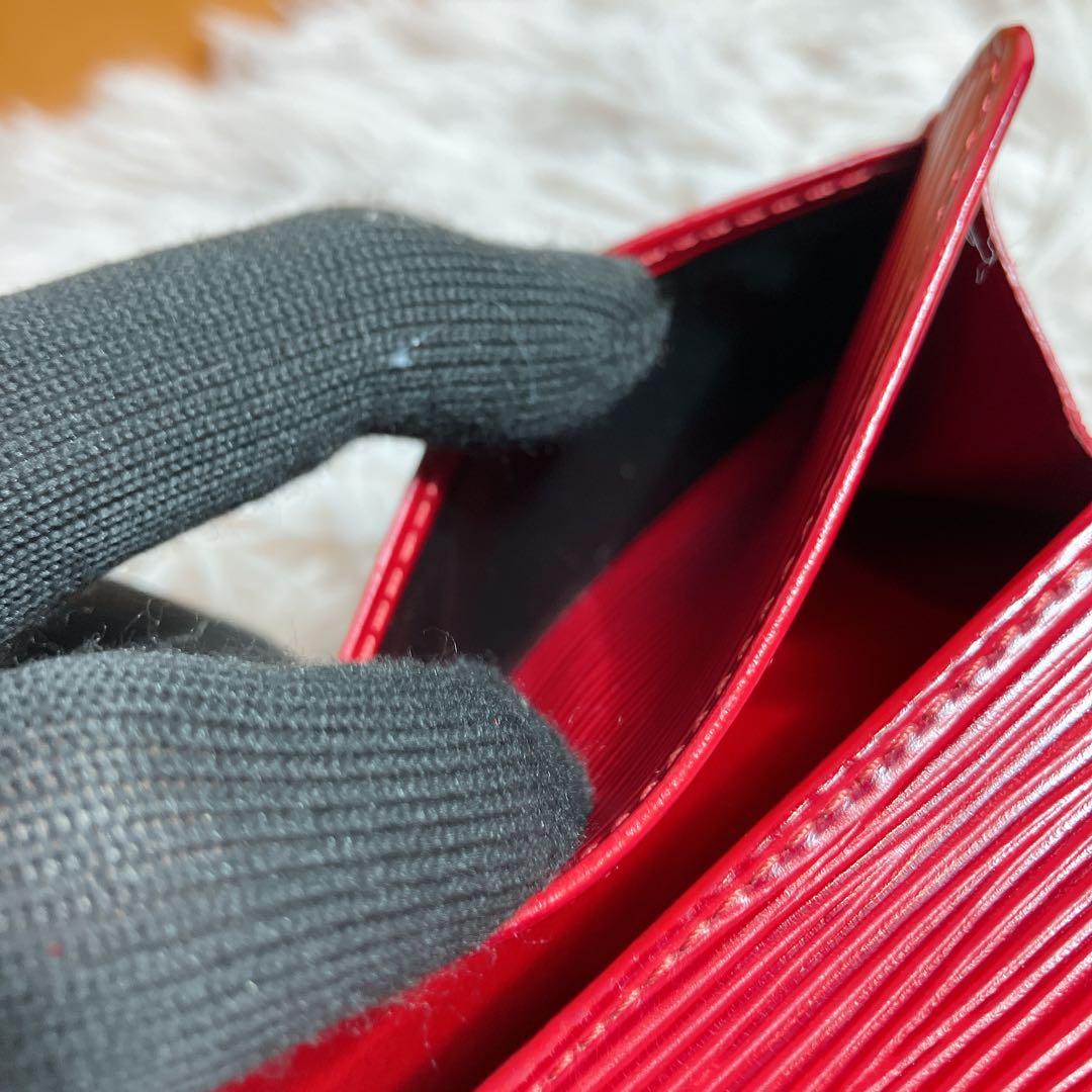 ！極美品！ ルイヴィトン エピ ポシェット ポルトモネ クレディ 長財布 レッド