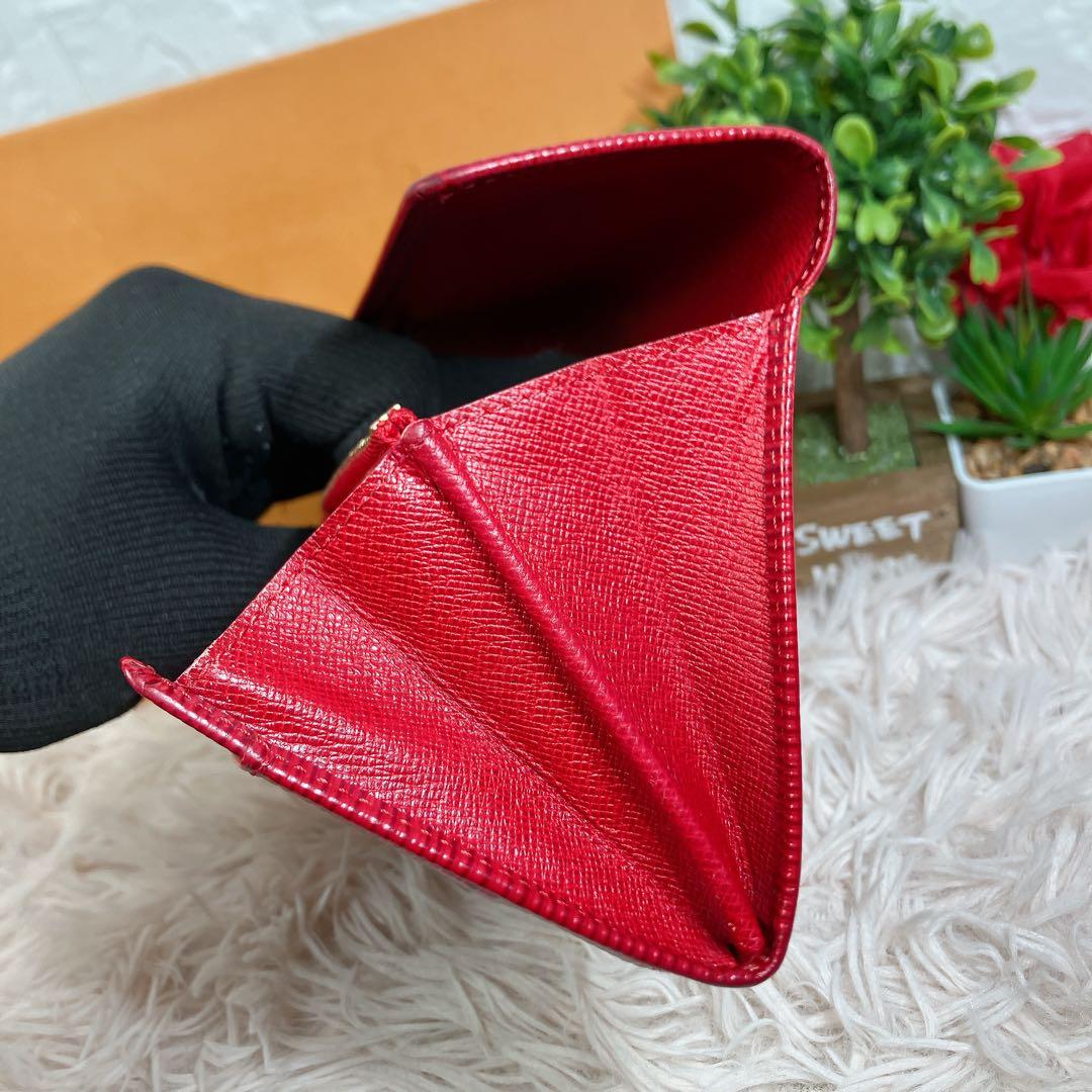 ！極美品！ ルイヴィトン エピ ポシェット ポルトモネ クレディ 長財布 レッド