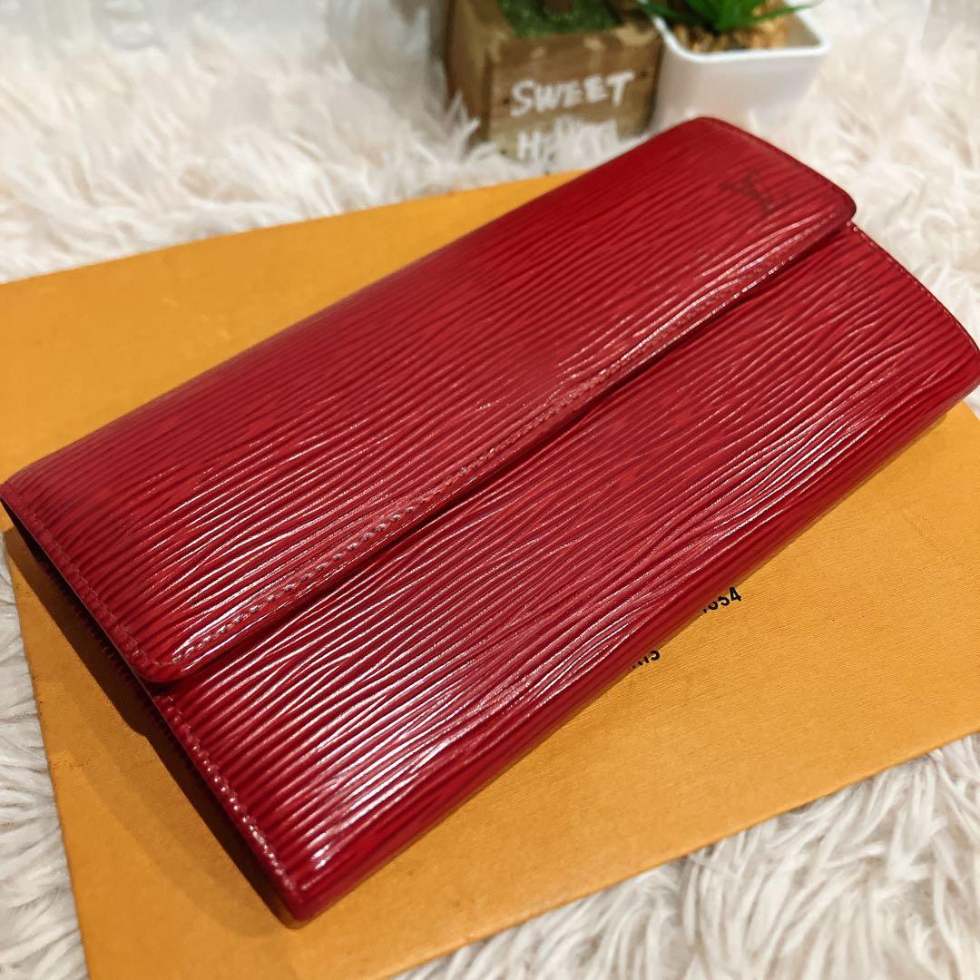 ！極美品！ ルイヴィトン エピ ポシェット ポルトモネ クレディ 長財布 レッド