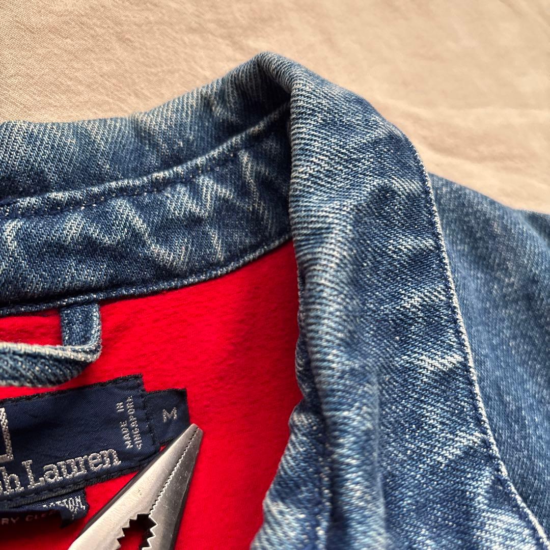 【90s】Ralph Lauren デニム スウィングトップ 裏地 フリース
