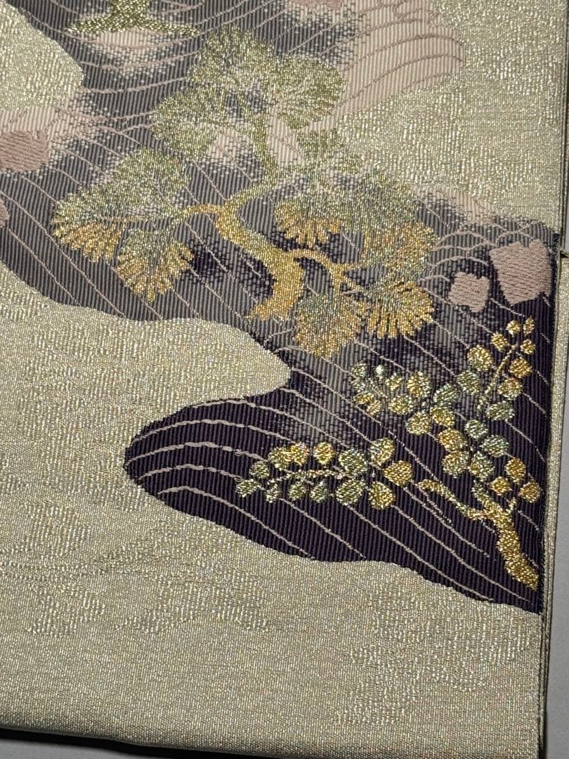 [ペーパームーン] 名古屋帯　正絹　お太鼓柄　銀　訪問着　付け下げ