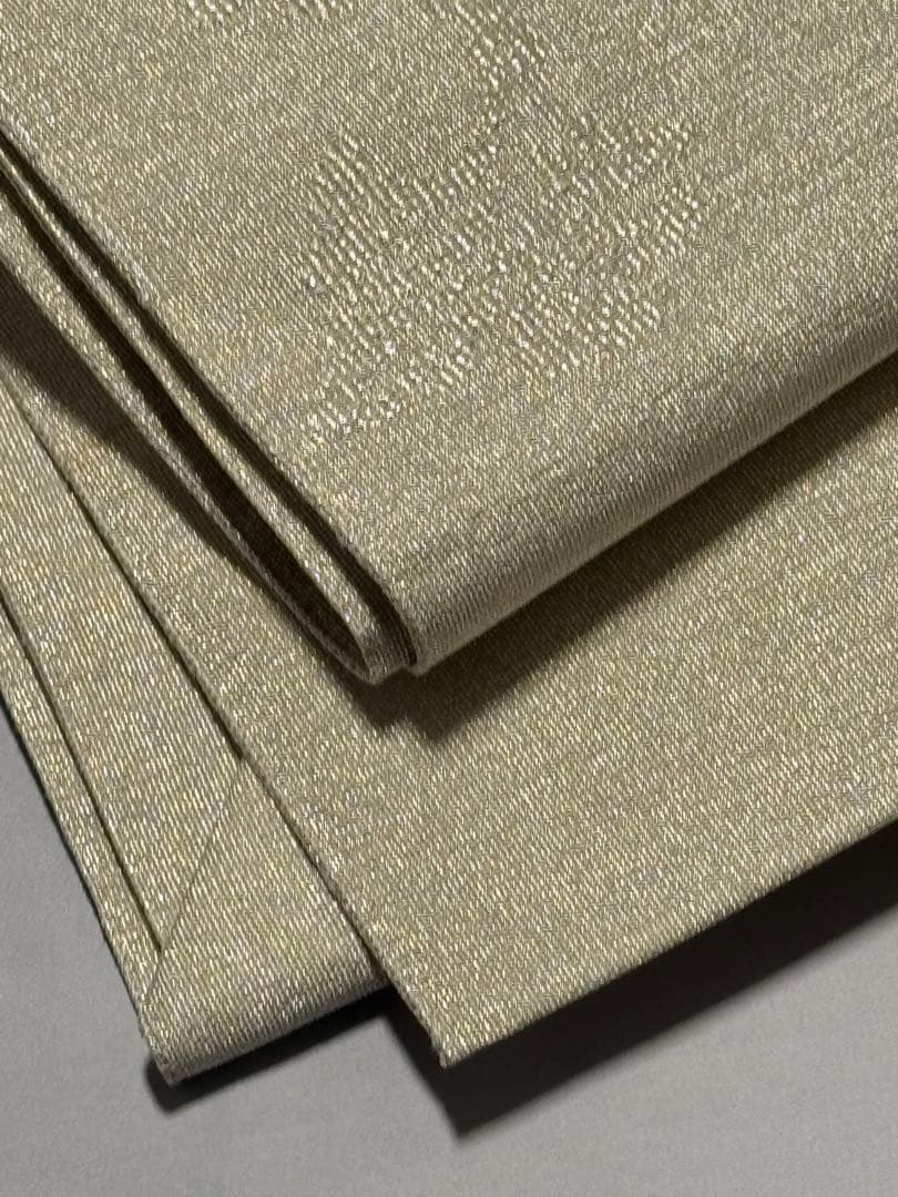 [ペーパームーン] 名古屋帯　正絹　お太鼓柄　銀　訪問着　付け下げ