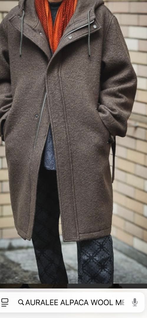 ジャケット・アウター AURALEE ALPACA WOOL MELTON HOODED COAT