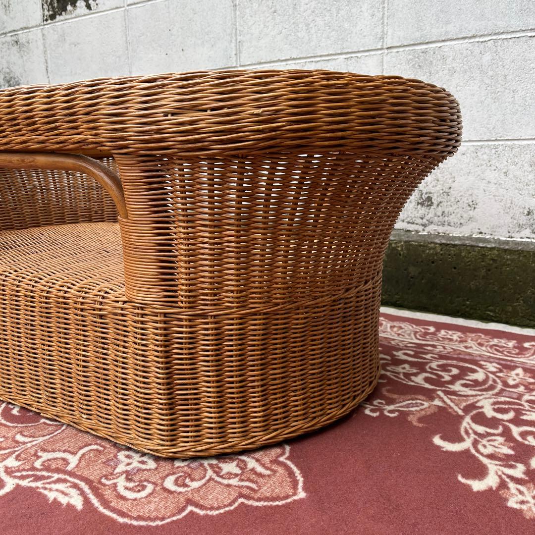 ナチュラル天然素材◾️ガラス天板×籐ラタンフレーム センターテーブル 籐家具