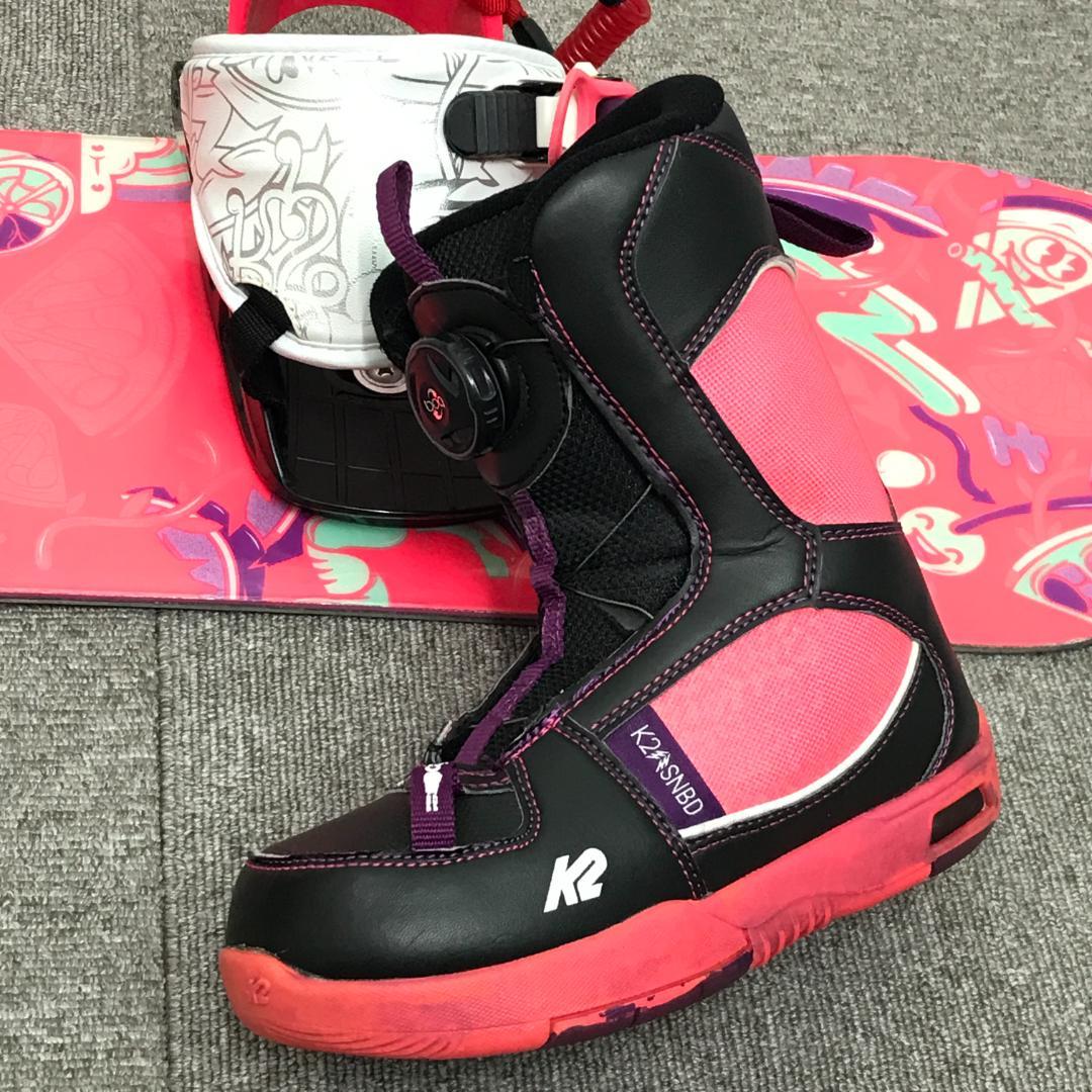 3点セット■美品■子供用■WAX済■K2 ボード ビンディング ブーツ 女の子