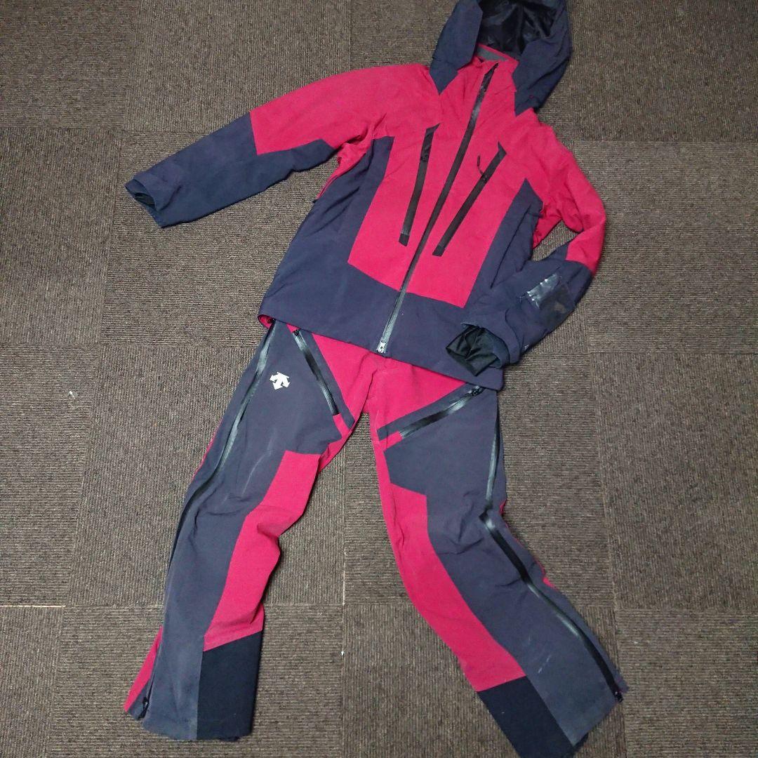 送料無料【DESCENTE】最高峰S.I.O レッドスキーウェア上下ビブ M/M