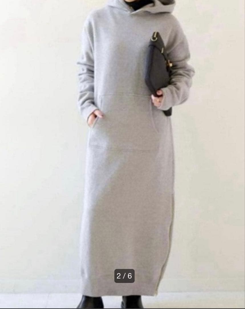 EVERYDAY I LIKE.スウェットドレスサイドジップワンピース フーディ