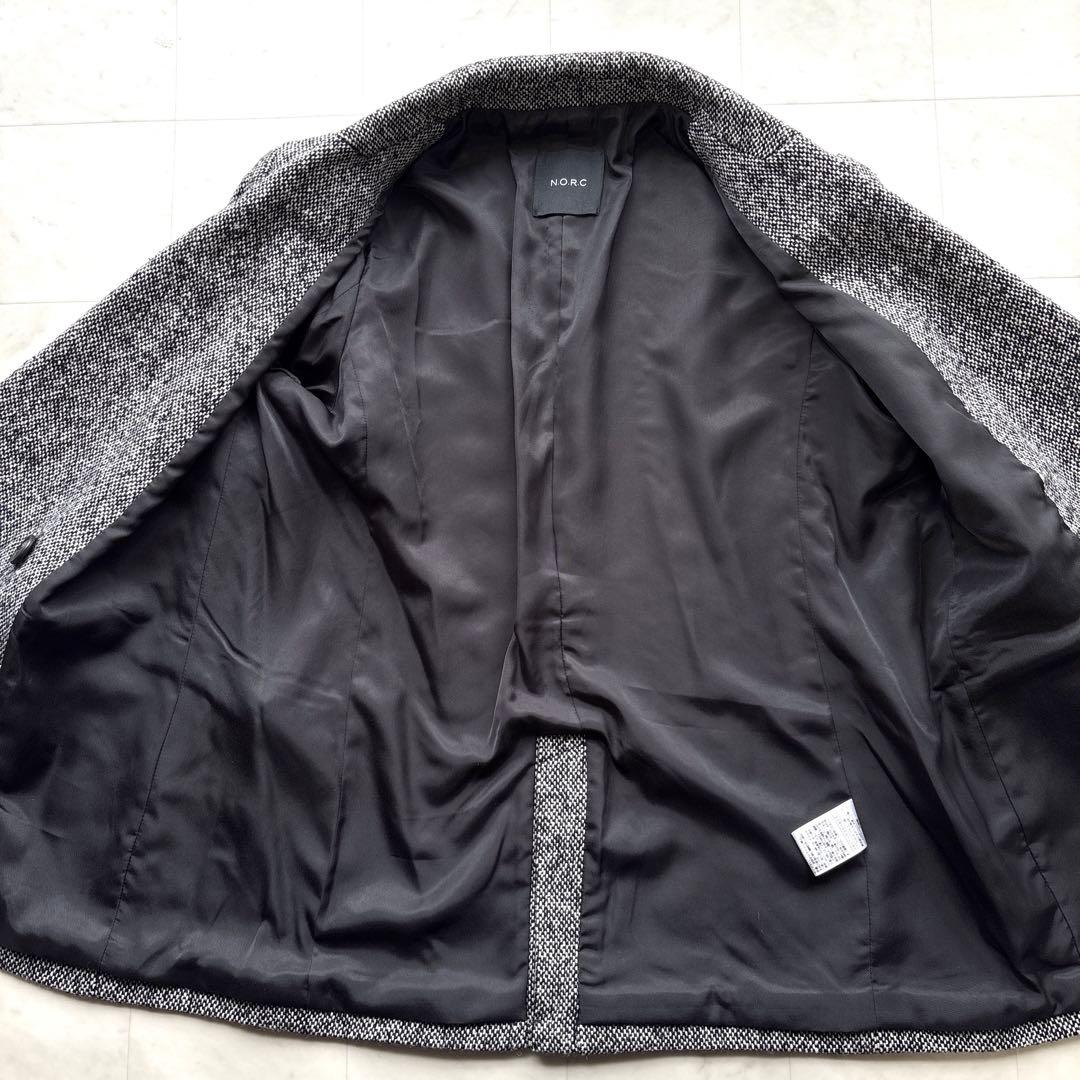 ノーク 未使用品 ネップツイードジャケット 白黒 Mサイズ 羽織り ダブル