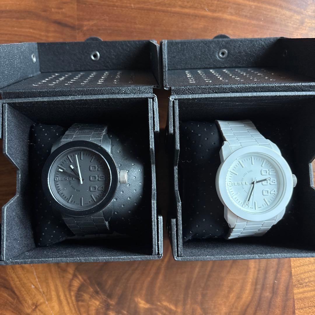 DIESEL ラバーベルト 時計 2点セット ホワイト ブラック