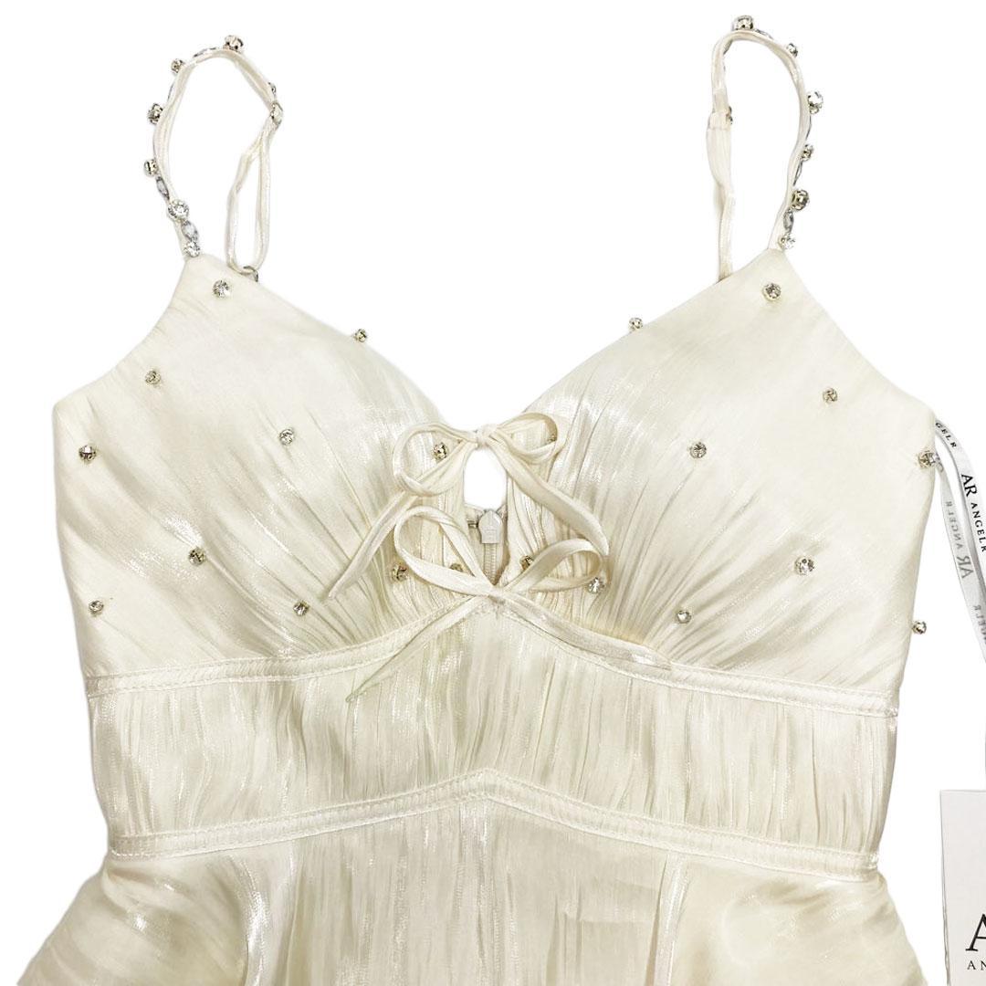 AngelR エンジェルアール リボン ビジュー ウエストマークフレアミニドレス