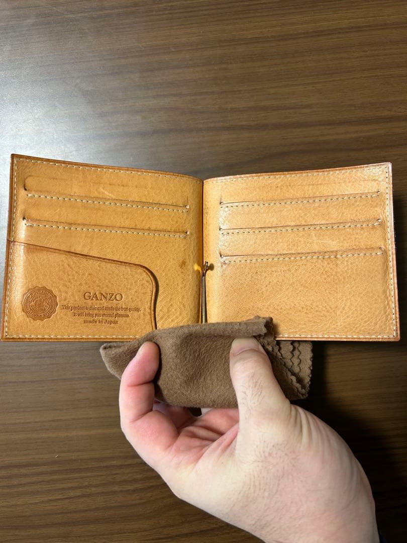 GANZOマネークリップダークブラウン シンブライドルレザー