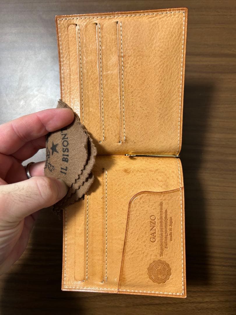 GANZOマネークリップダークブラウン シンブライドルレザー