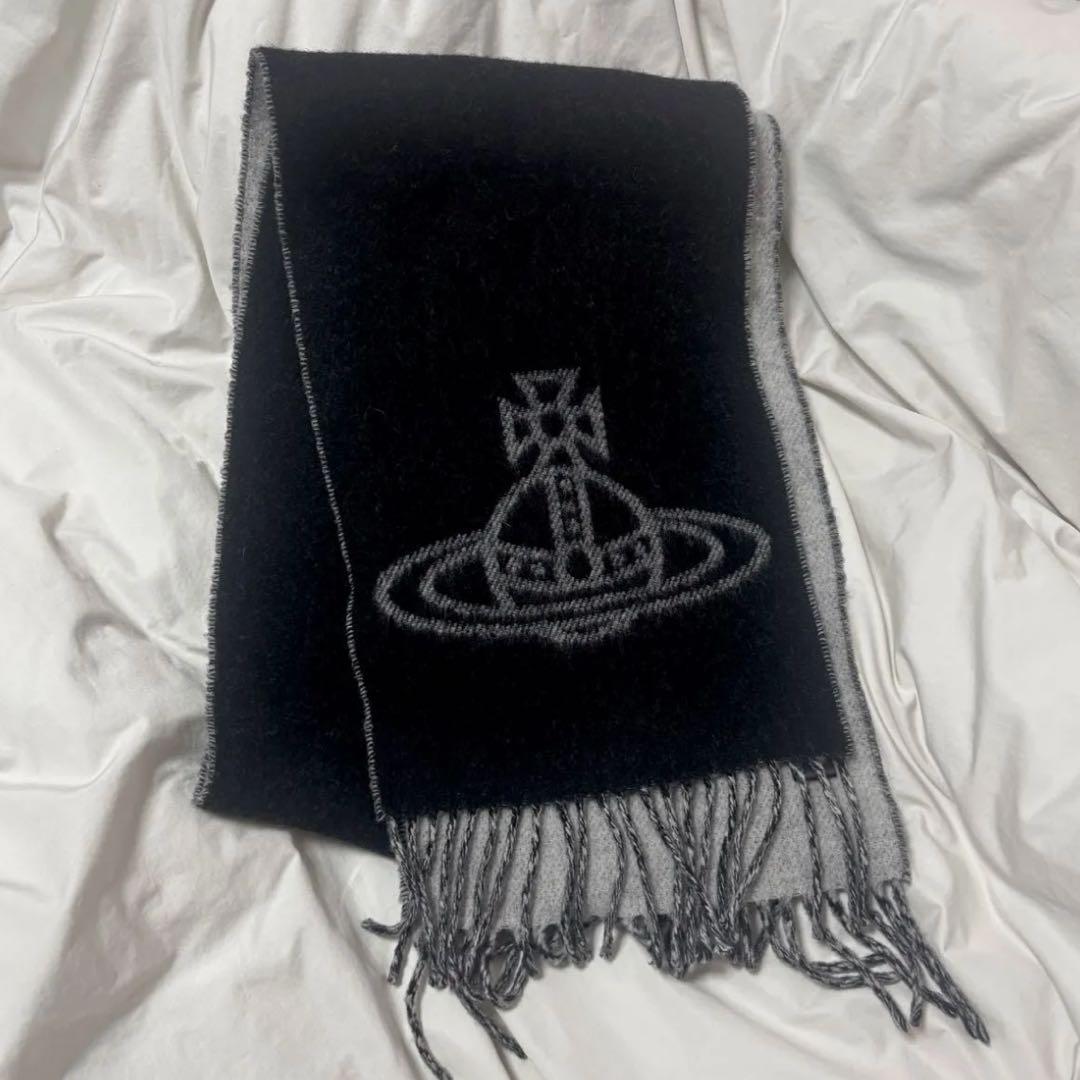 Vivienne Westwood マフラー 美品 黒 グレー オーブ