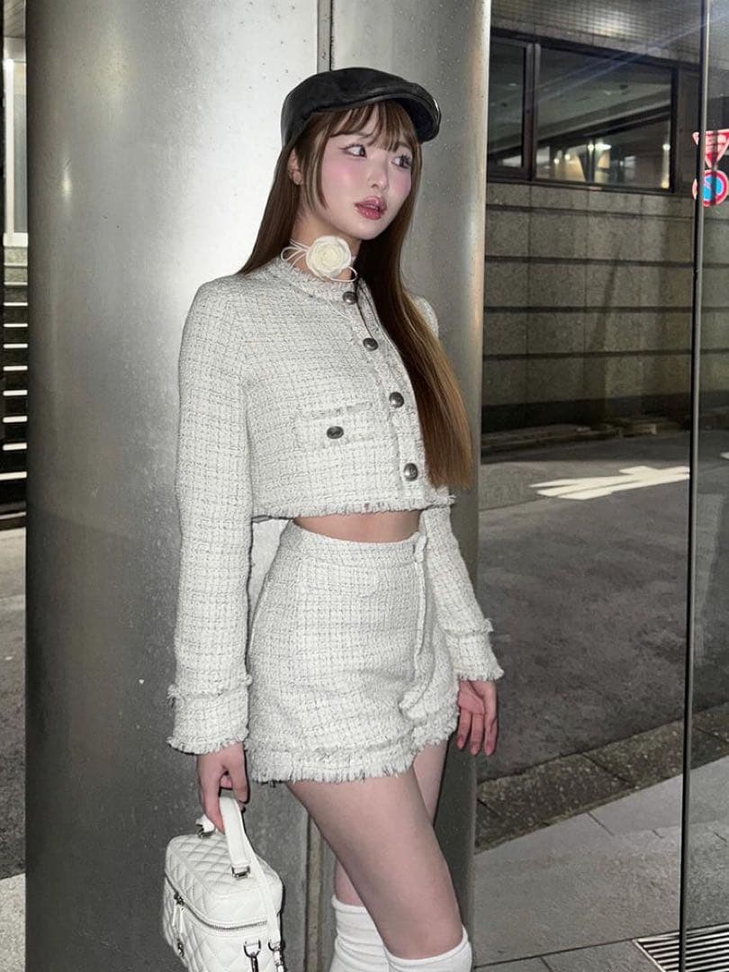 ダーリッチ　コンパクトフリンジツイードショートパンツ