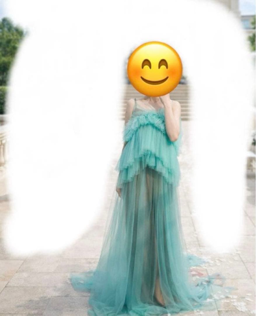 チュール　グリーン　カラードレス　お色直し　前撮り