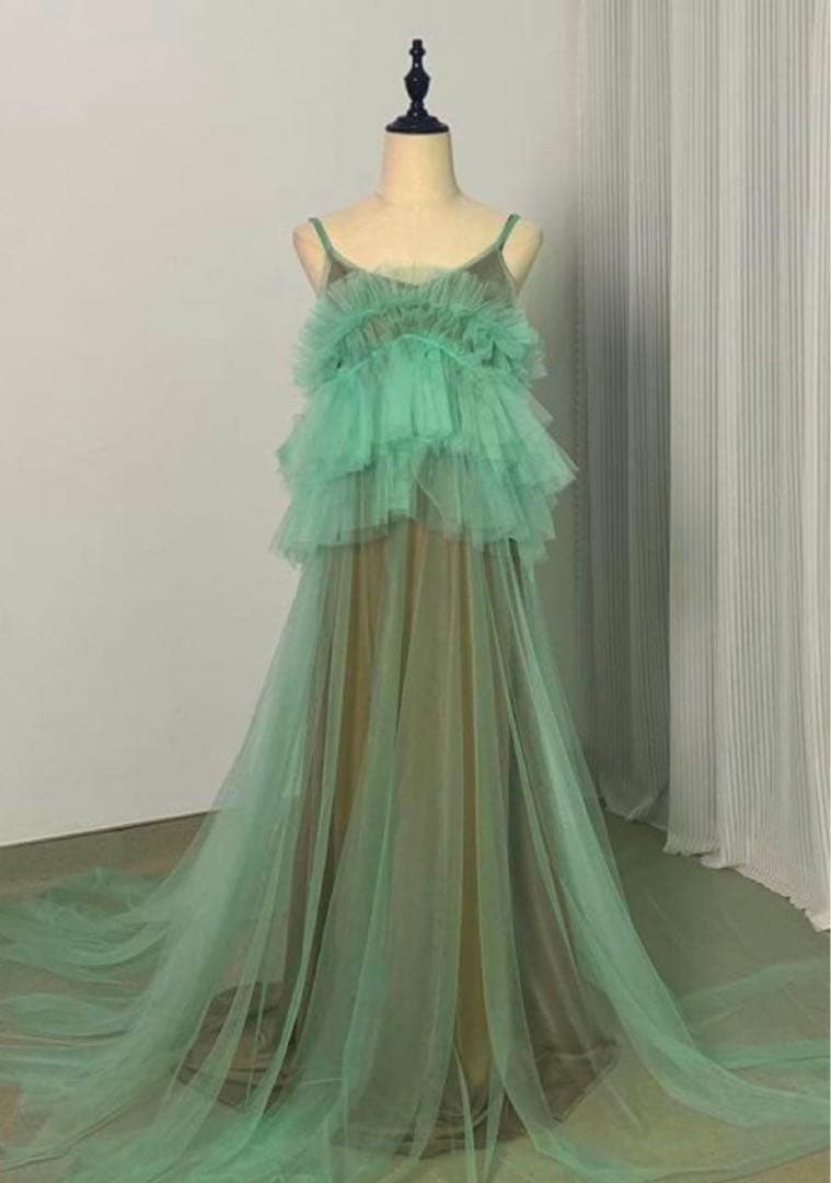 チュール　グリーン　カラードレス　お色直し　前撮り