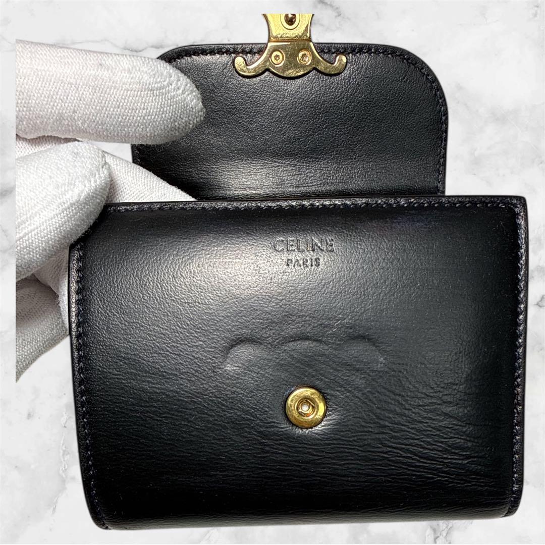 CELINE ブラックレザー 三つ折り財布 セリーヌ