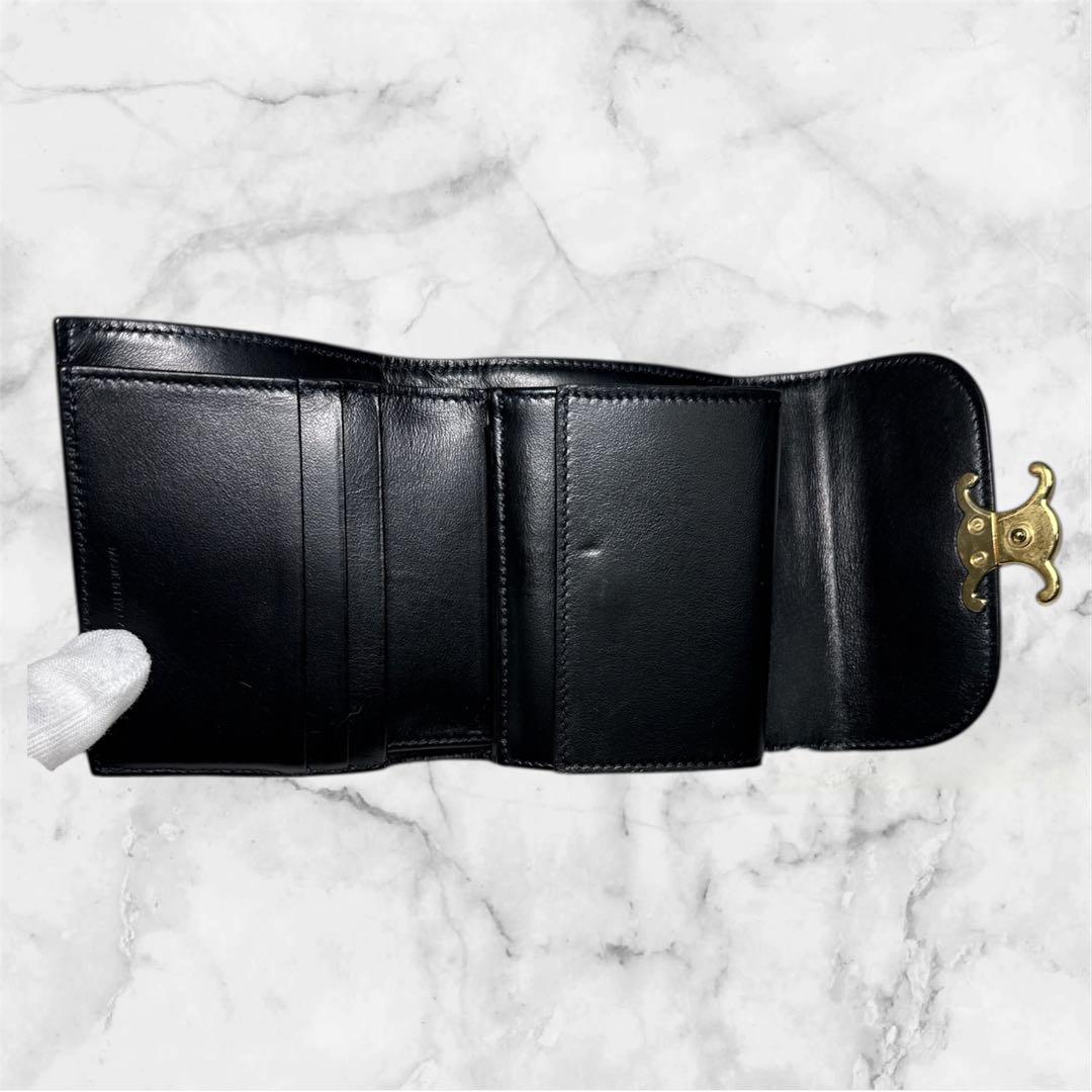 CELINE ブラックレザー 三つ折り財布 セリーヌ