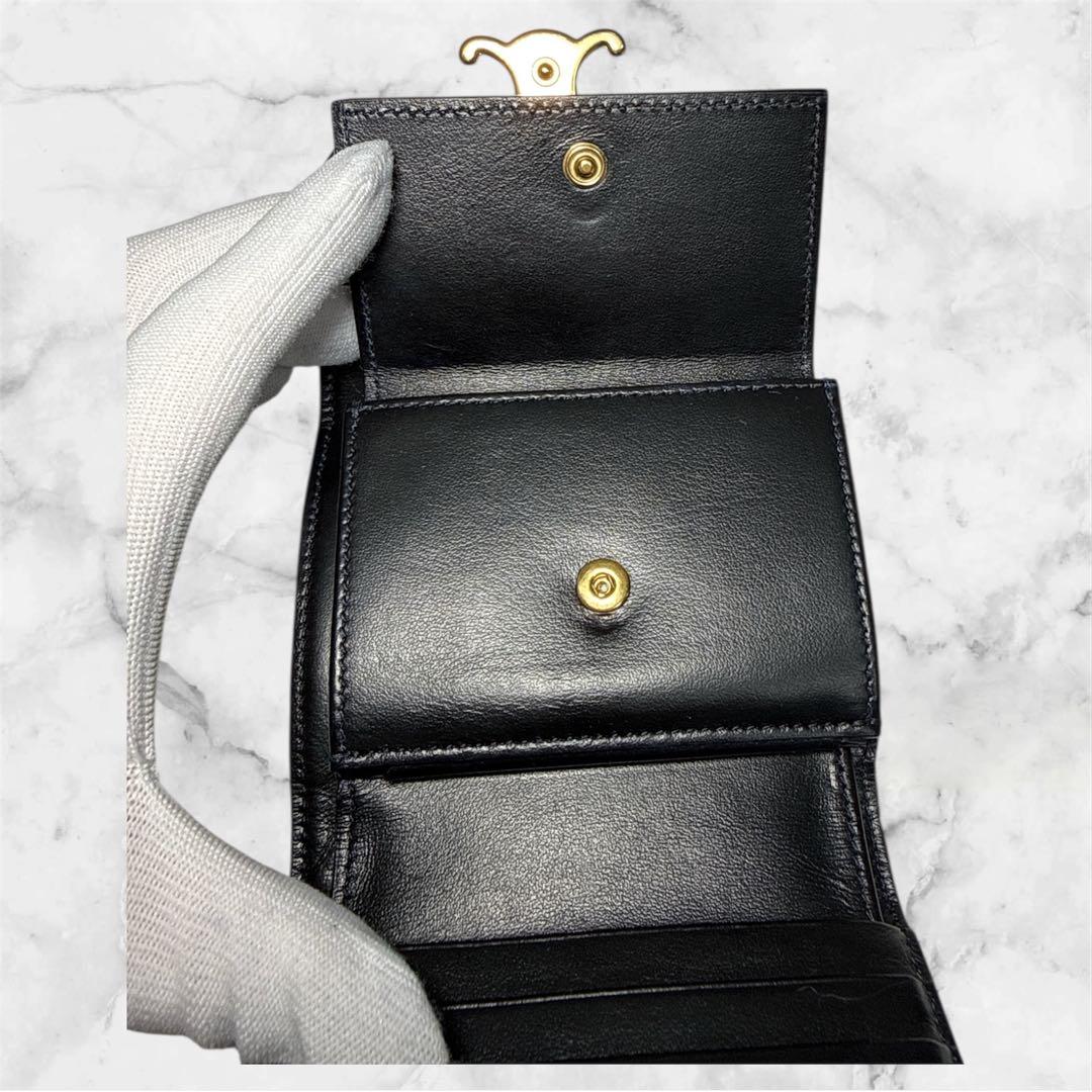 CELINE ブラックレザー 三つ折り財布 セリーヌ