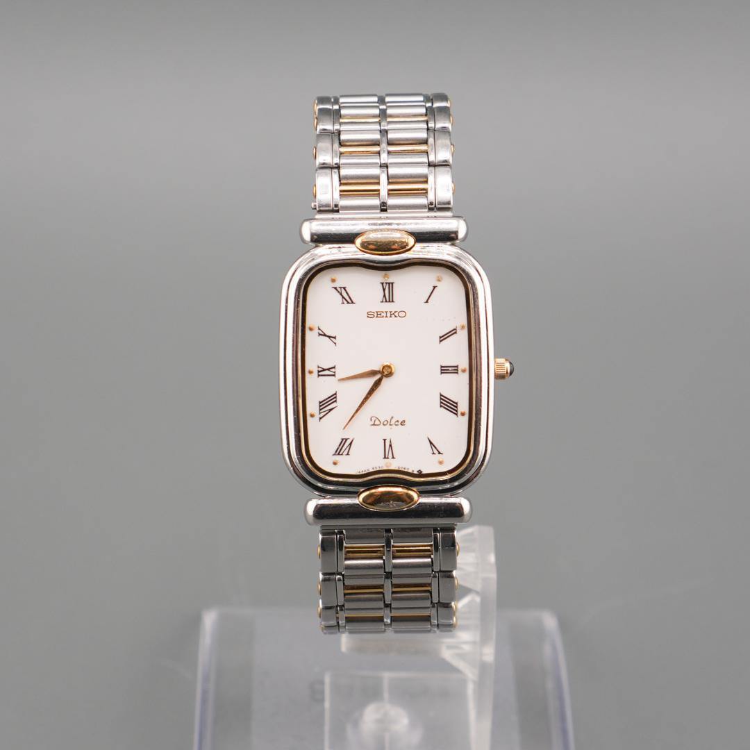 稼働 SEIKO DOLCE スクエア ローマ文字 腕時計 新品電池 クォーツ