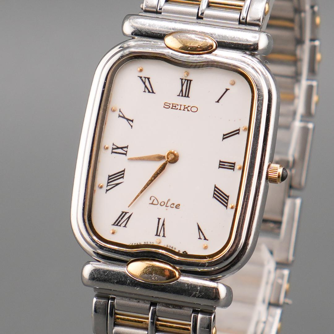 稼働 SEIKO DOLCE スクエア ローマ文字 腕時計 新品電池 クォーツ