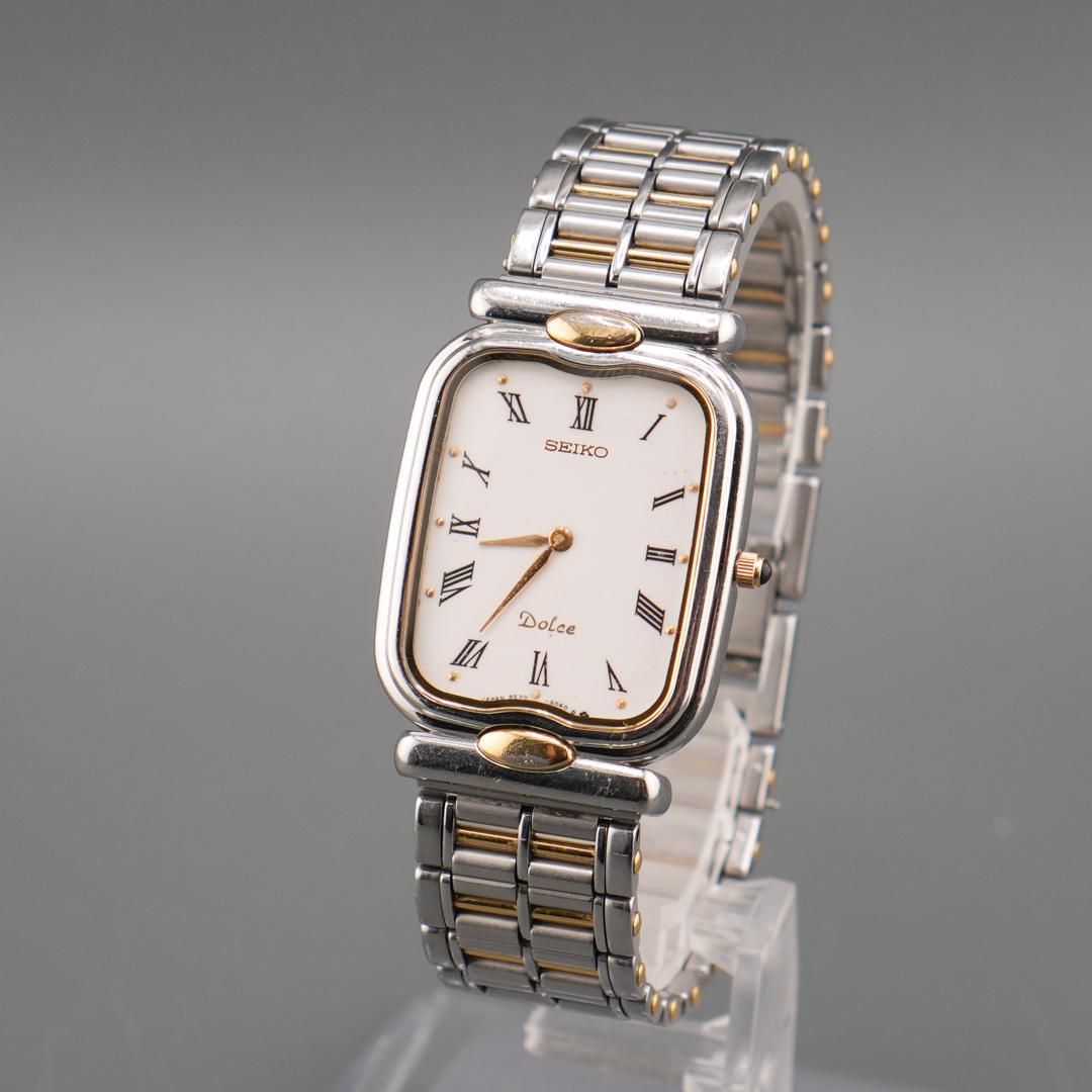 稼働 SEIKO DOLCE スクエア ローマ文字 腕時計 新品電池 クォーツ