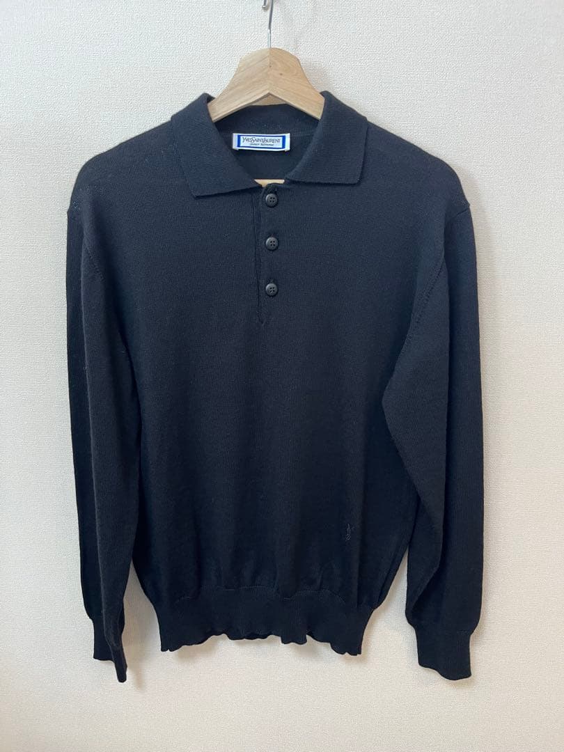 Yves Saint Laurentイヴサンローラン ニットポロシャツ ブラック