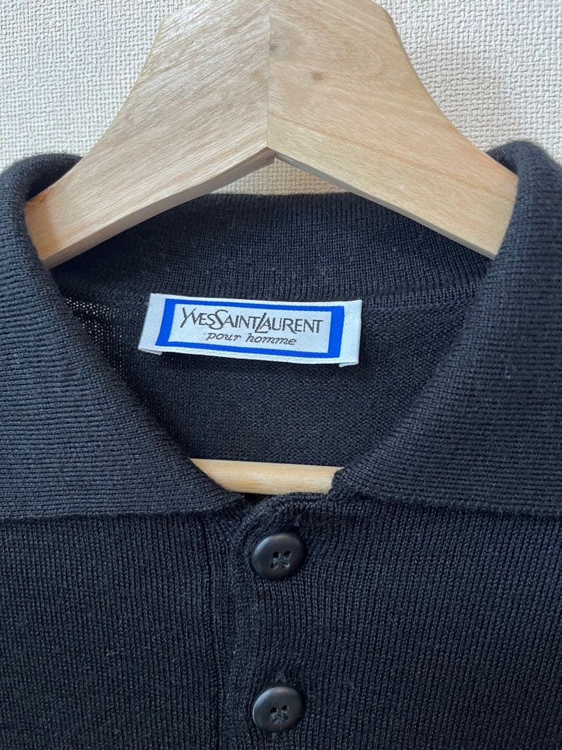 Yves Saint Laurentイヴサンローラン ニットポロシャツ ブラック