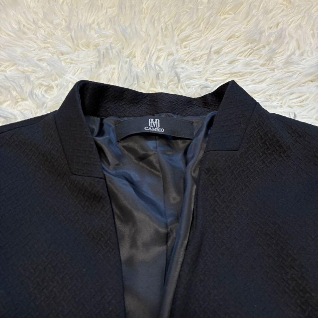 CAMBIO セットアップ ノーカラージャケット 織り柄 M（B322）