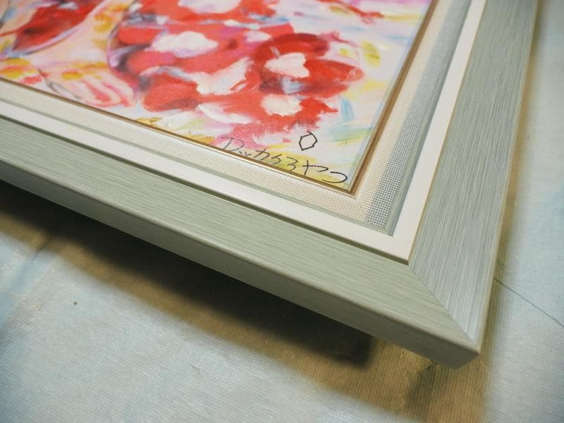 F6 絵画　 油彩　ロッカク アヤコ「女の子」 サイン　 肉筆手描き　額装済み