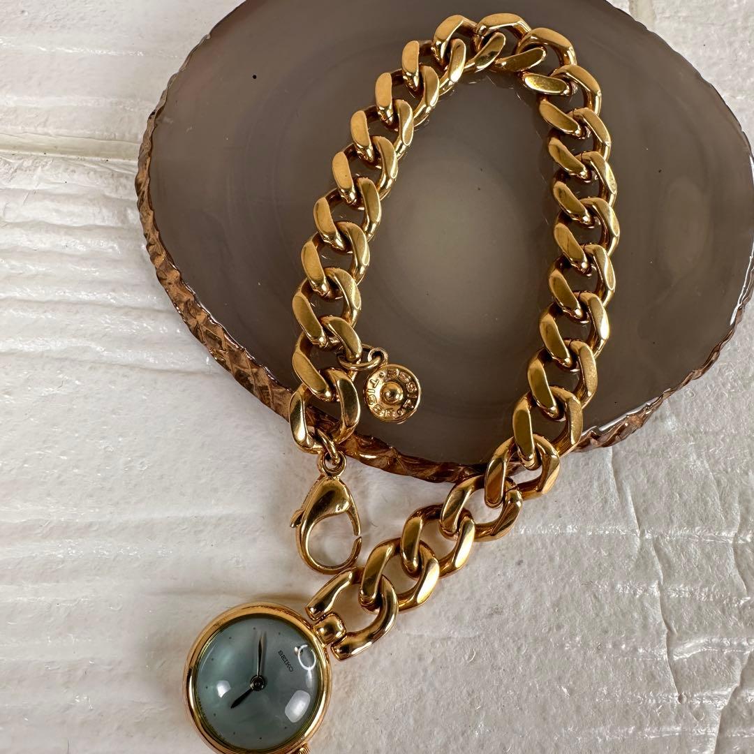 極希少 SEIKO 1E20-2000 チェーン腕時計 稼動品 ゴールド