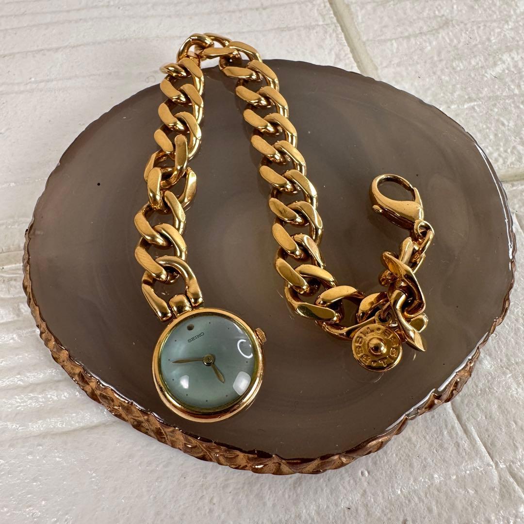 極希少 SEIKO 1E20-2000 チェーン腕時計 稼動品 ゴールド