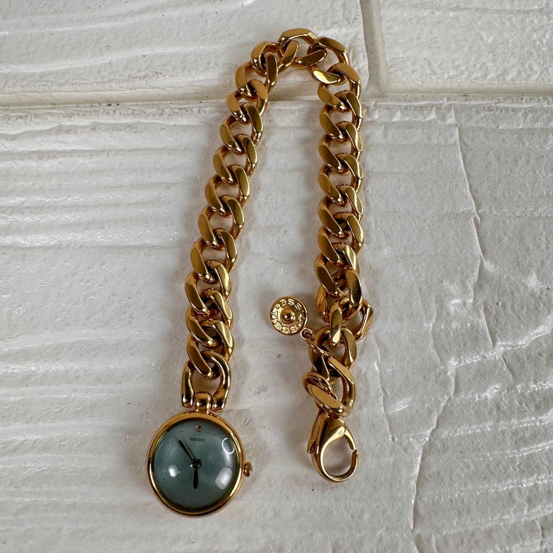 極希少 SEIKO 1E20-2000 チェーン腕時計 稼動品 ゴールド